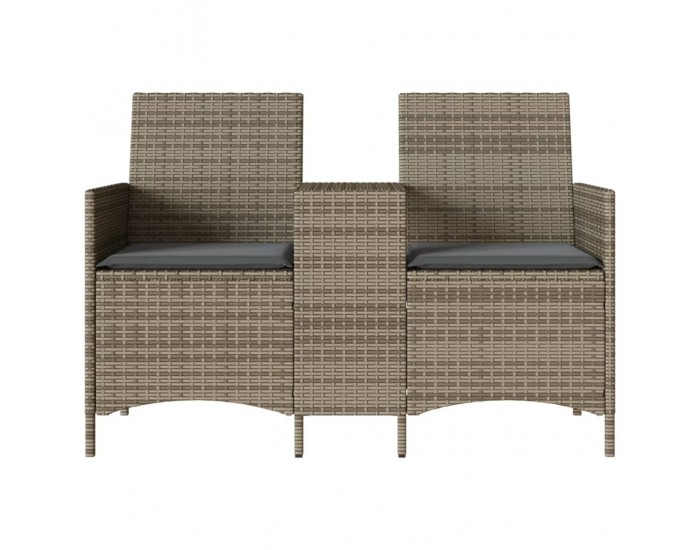 Sonata H Градински диван 2-местен с маса и възглавници сив полиратан