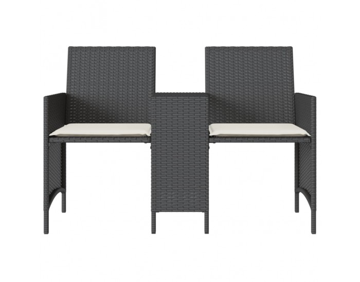 Sonata H 2-местен градински диван с маса и табуретки черен полиратан