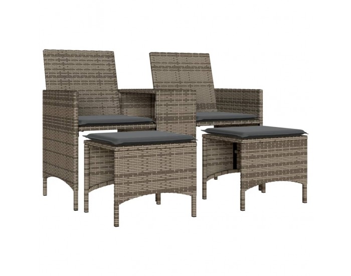 Sonata H 2-местен градински диван с маса и табуретки сив полиратан