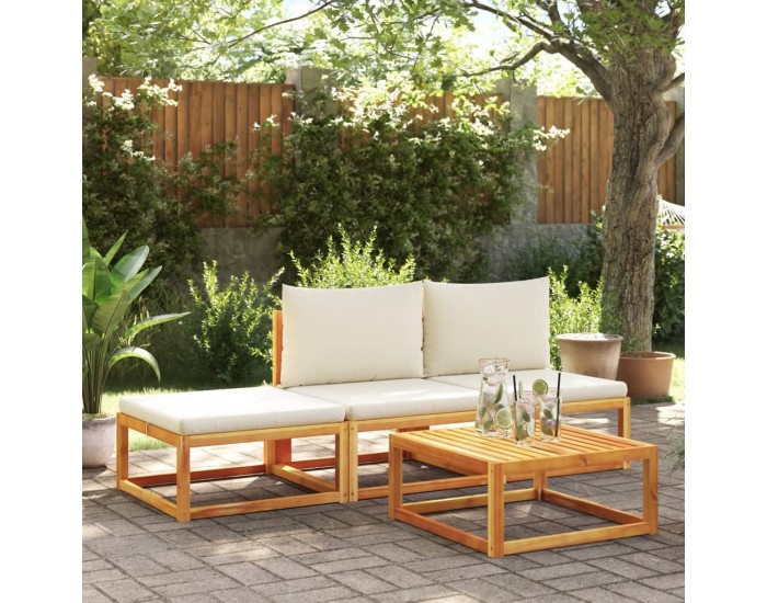 Sonata H Градинска табуретка с възглавница, 65x65x29 см, акация масив