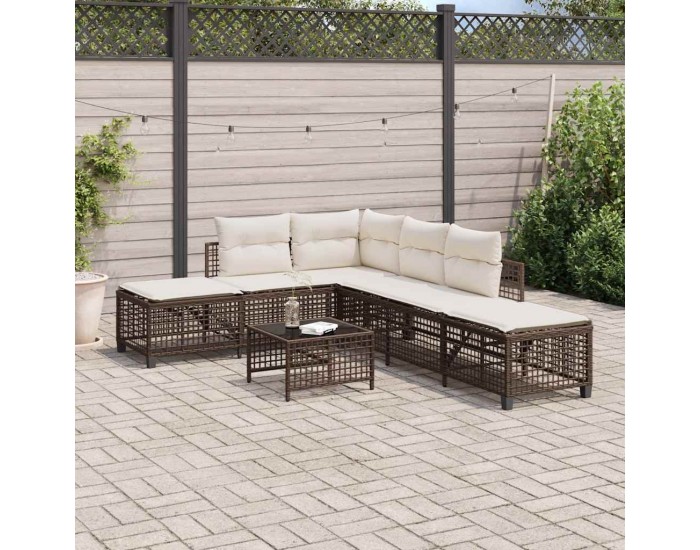 Sonata H Ъглов градински комплект с възглавници 3 части кафяв полиратан