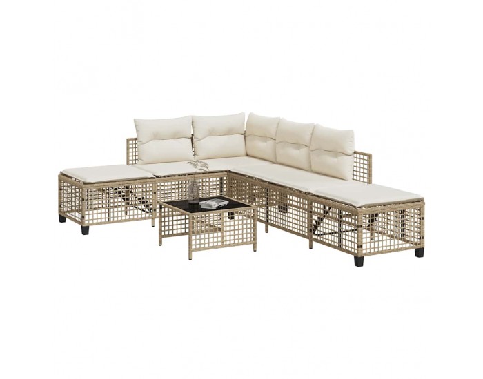 Sonata H Ъглов градински комплект с възглавници 3 части бежов полиратан