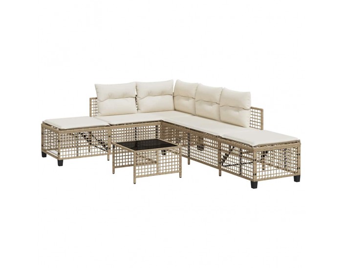 Sonata H Ъглов градински комплект с възглавници 3 части бежов полиратан