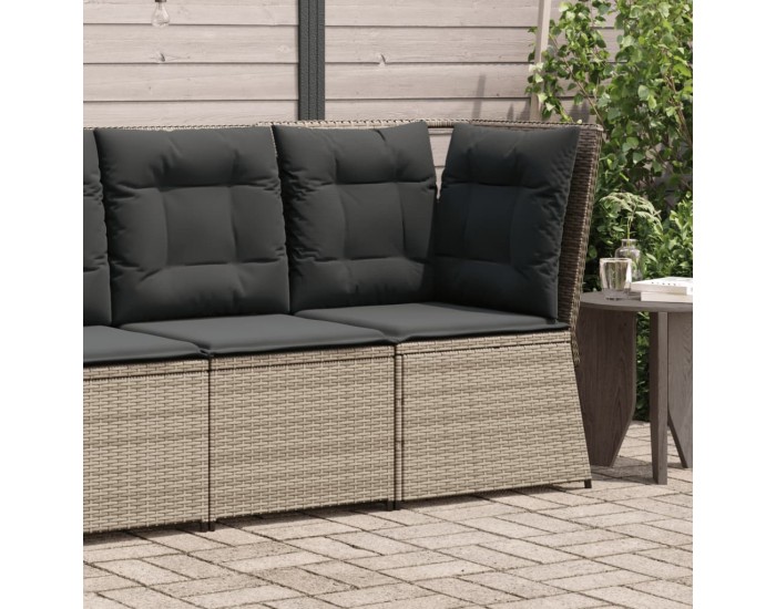 Sonata H Градински ъглов диван с възглавници, сив, полиратан