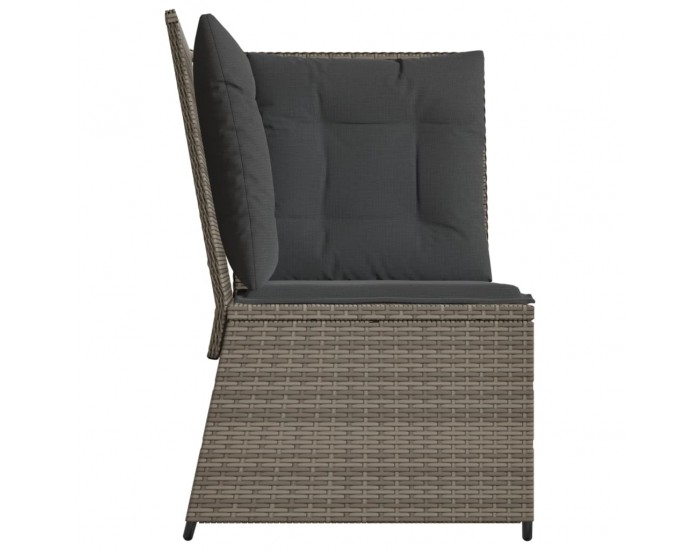 Sonata H Градински ъглов диван с възглавници, сив, полиратан