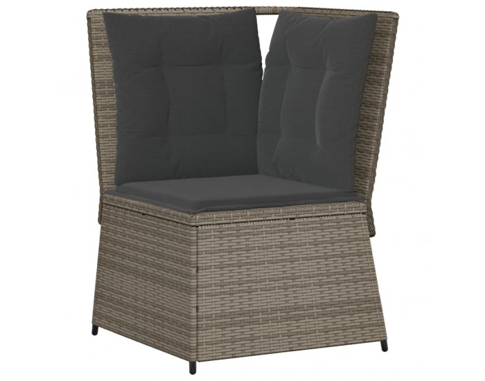 Sonata H Градински ъглов диван с възглавници, сив, полиратан