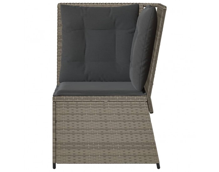 Sonata H Градински ъглов диван с възглавници, сив, полиратан