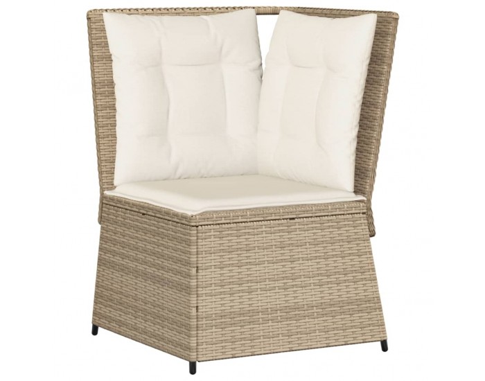 Sonata H Градински ъгъл без подлакътници с възглавници бежов полиратан