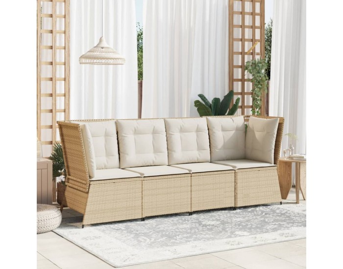 Sonata H Градински ъгъл без подлакътници с възглавници бежов полиратан