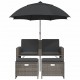 Sonata H 2-местен градински диван с чадър и табуретки сив полиратан