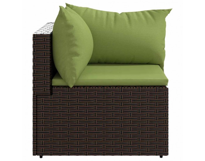 Sonata H Градински ъглов диван с възглавници, кафяв, полиратан