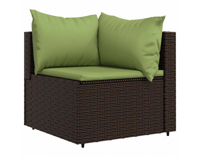 Sonata H Градински ъглов диван с възглавници, кафяв, полиратан