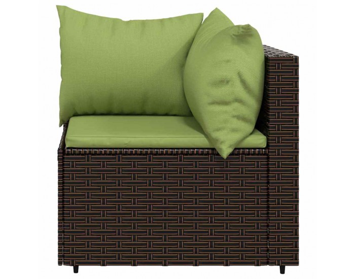 Sonata H Градински ъглов диван с възглавници, кафяв, полиратан