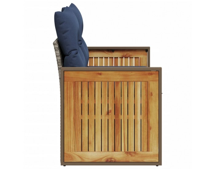 Sonata H Градински диван с възглавници, двуместен, сив, полиратан