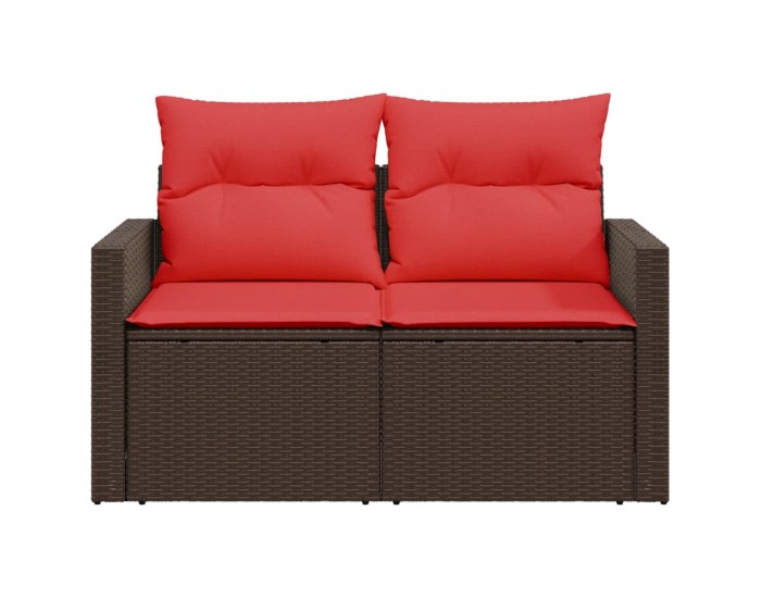 Sonata H Градински диван с възглавници, двуместен, кафяв, полиратан