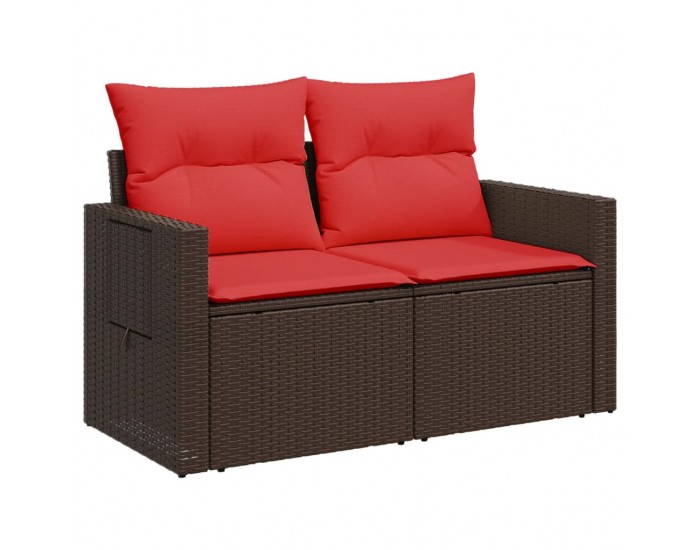 Sonata H Градински диван с възглавници, двуместен, кафяв, полиратан