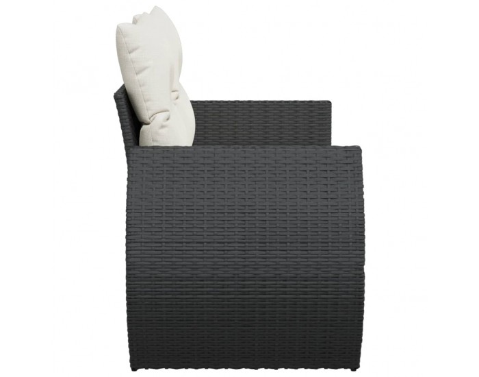 Sonata H Градински диван с възглавници 2-местен черен полиратан