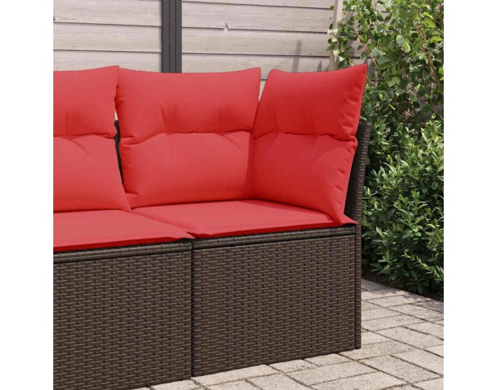 Sonata H Ъглов градински диван с възглавници, кафяв, полиратан