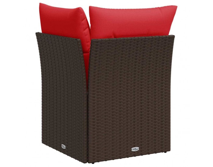 Sonata H Ъглов градински диван с възглавници, кафяв, полиратан