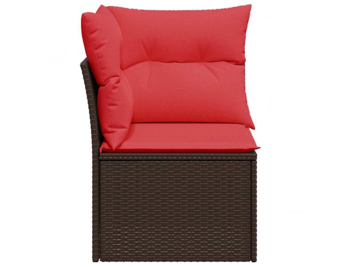 Sonata H Ъглов градински диван с възглавници, кафяв, полиратан