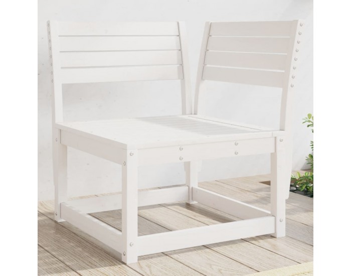 Sonata H Градински ъглов диван, бял, 73x73x78 см, борово дърво масив