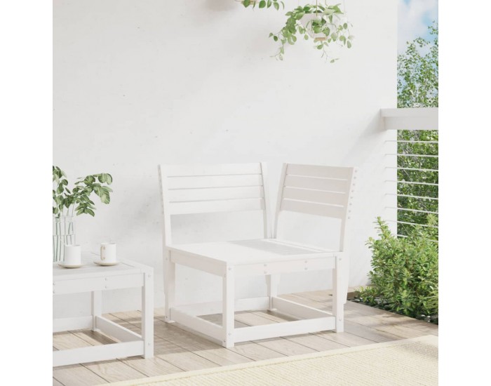 Sonata H Градински ъглов диван, бял, 73x73x78 см, борово дърво масив