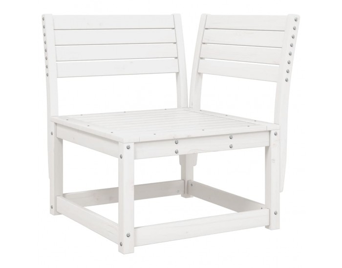 Sonata H Градински ъглов диван, бял, 73x73x78 см, борово дърво масив