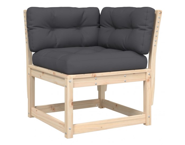 Sonata H Градински ъглов диван с възглавници 73x73x78 см бор масив