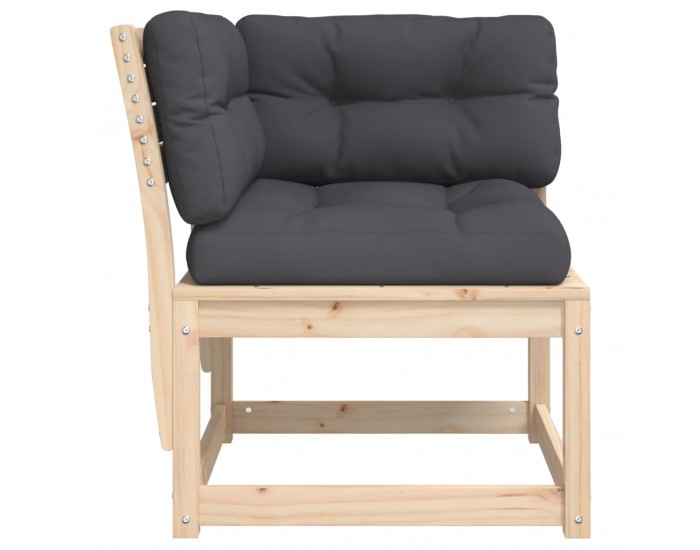 Sonata H Градински ъглов диван с възглавници 73x73x78 см бор масив