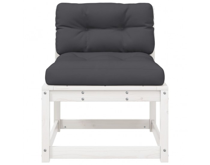 Sonata H Градински диван с възглавници, бял, бор масив