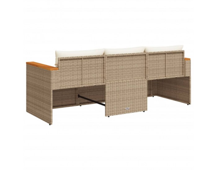 Sonata H Градински диван с възглавници 3-местен бежов полиратан