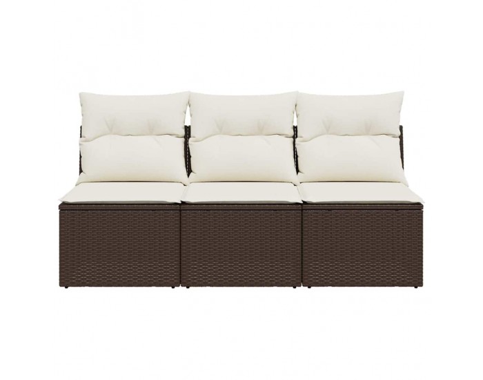 Sonata H 3-местен градински диван с възглавници, кафяв, полиратан