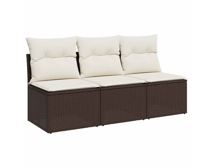 Sonata H 3-местен градински диван с възглавници, кафяв, полиратан