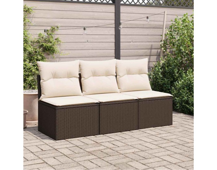 Sonata H 3-местен градински диван с възглавници, кафяв, полиратан