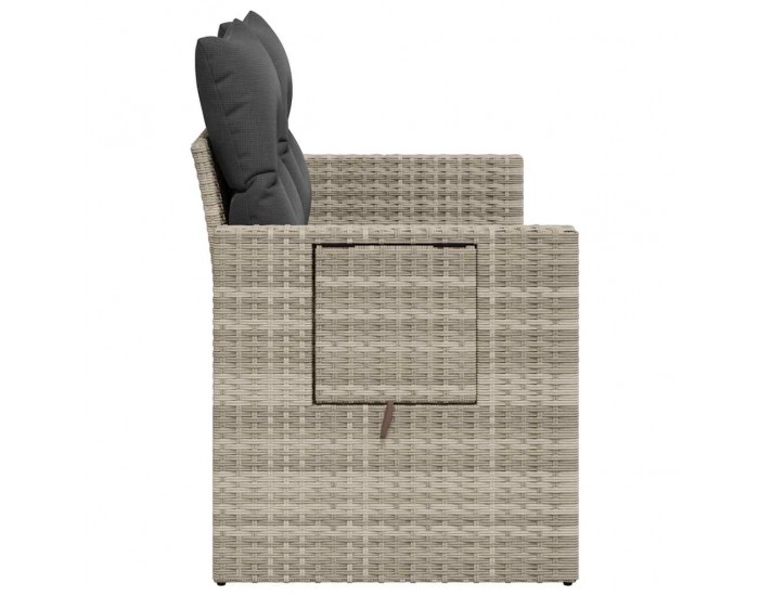 Sonata H Градински диван с възглавници 2-местен светлосив полиратан