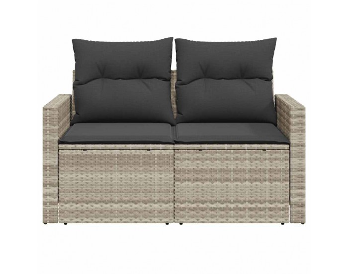 Sonata H Градински диван с възглавници 2-местен светлосив полиратан