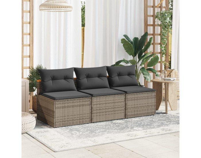 Sonata H Външни кресла без подлакътници с възглавници 2 бр сив полиратан