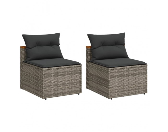 Sonata H Външни кресла без подлакътници с възглавници 2 бр сив полиратан