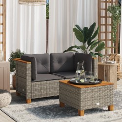 Sonata H Градински дивани ъглови с възглавници 2 бр сиви полиратан - Градински Дивани и Пейки