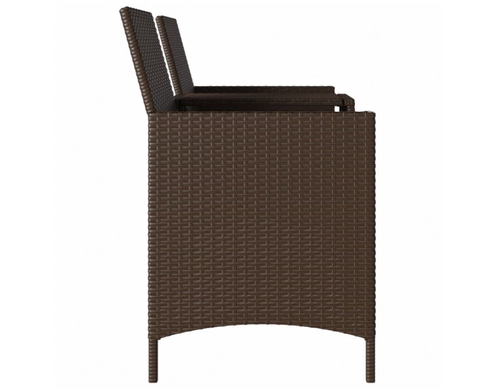 Sonata H Градински диван 2-местен с маса и възглавници кафяв полиратан