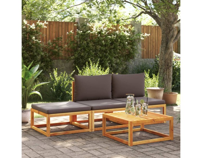 Sonata H Градинска табуретка с възглавница, 65x65x29 см, акация масив