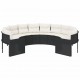 Sonata H Градински диван с възглавници, кръгъл, черен полиратан