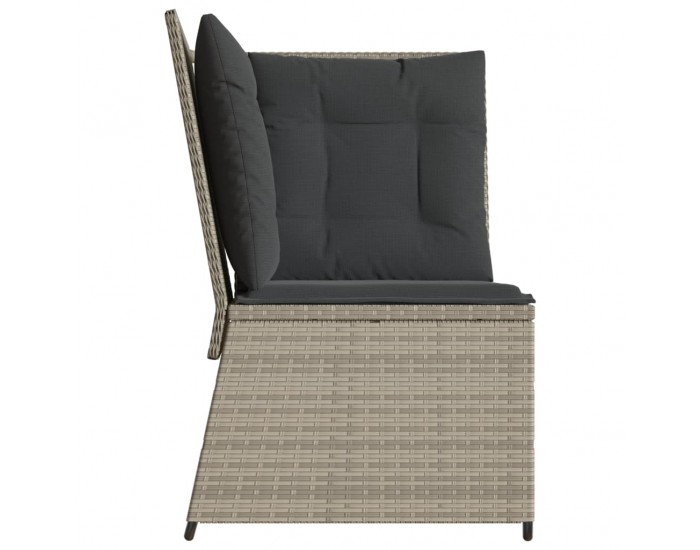 Sonata H Градински ъглов диван с възглавници, светлосив, полиратан