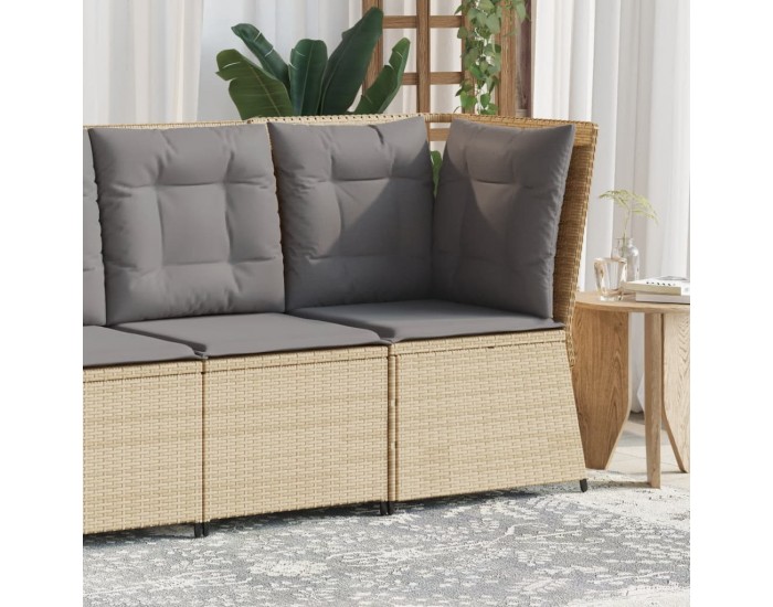 Sonata H Градински ъгъл без подлакътници с възглавници бежов полиратан
