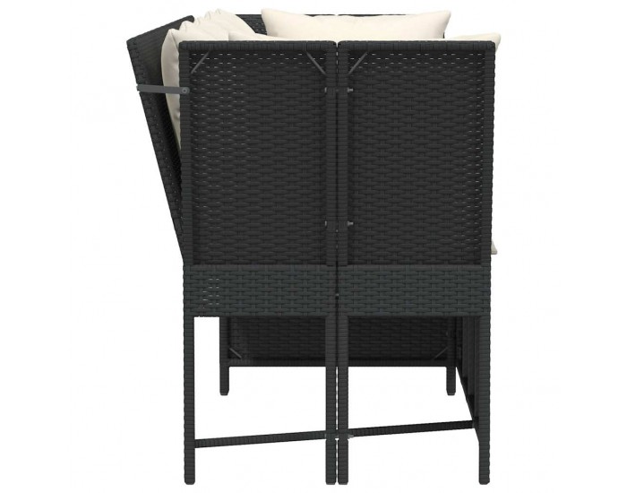 Sonata H Градински диван с възглавници, черен полиратан