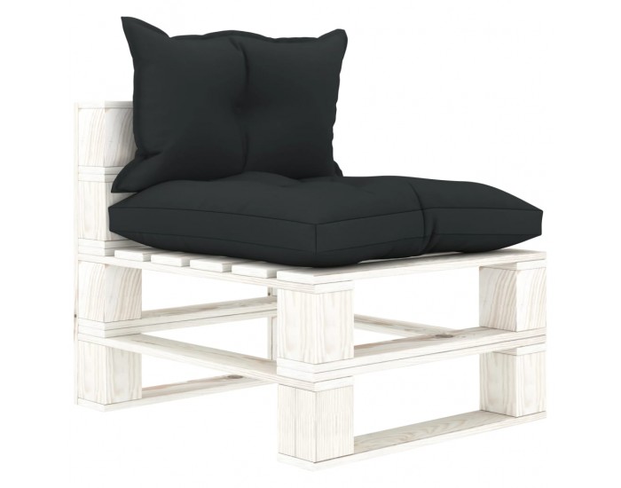 Sonata H Градински палетен среден диван с възглавници антрацит, дърво