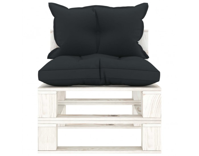 Sonata H Градински палетен среден диван с възглавници антрацит, дърво