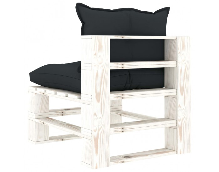 Sonata H Градински палетен среден диван с възглавници антрацит, дърво