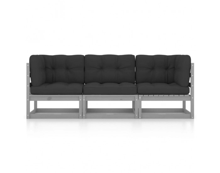 Sonata H 3-местен градински диван с възглавници, борово дърво масив