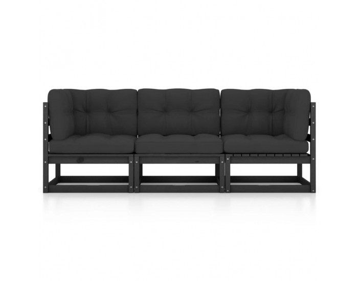 Sonata H 3-местен градински диван с възглавници, борово дърво масив